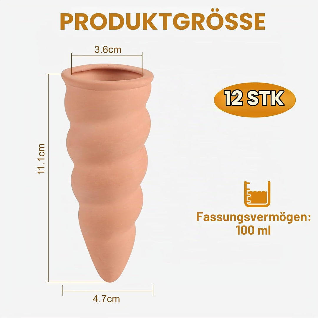 12 × 100ml Tonkegel Bewässerung Gewindetyp Pflanzen Bewässerungskegel Pflanzen Wasserspender Ton Aut