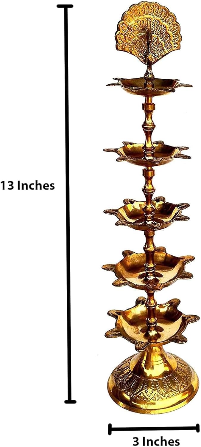 Rastogi Handicrafts Pure Brass Diya (Puja Lamp) Hindu-Pooja-Artikel, Diyas, Deepak Öllampe