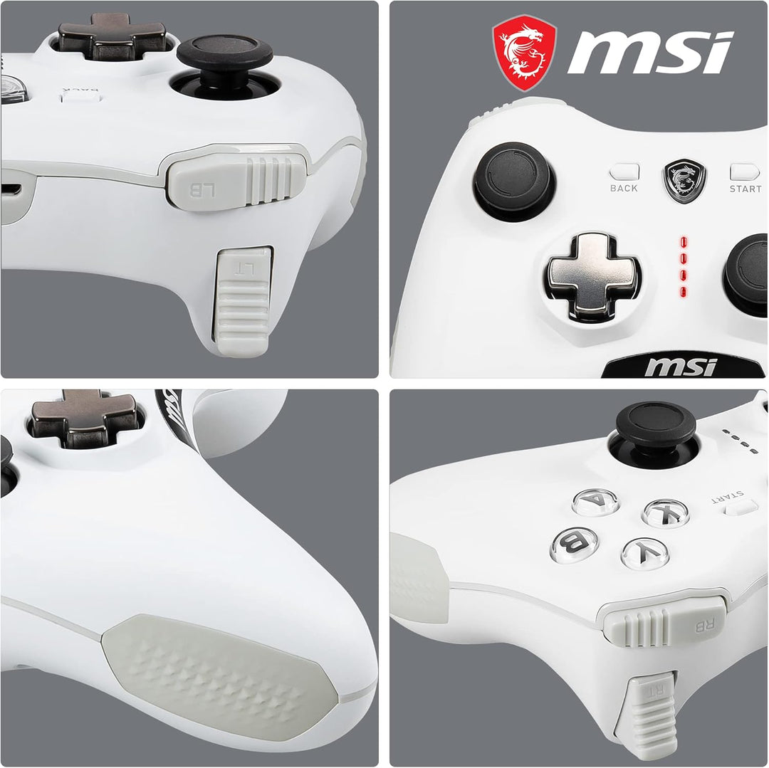 MSI FORCE GC20 V2 WHITE Kabelgebundener PC Gamepad Controller - austauschbare D-Pad Abdeckungen, zwe
