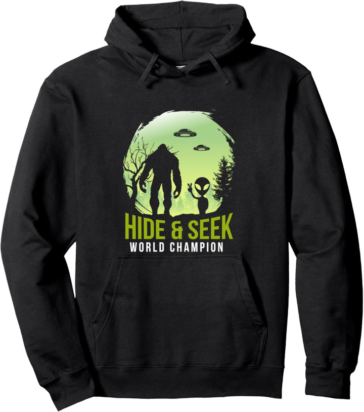 Hide And Seek World Champion Geschenk Alien And Bigfoot Pullover Hoodie