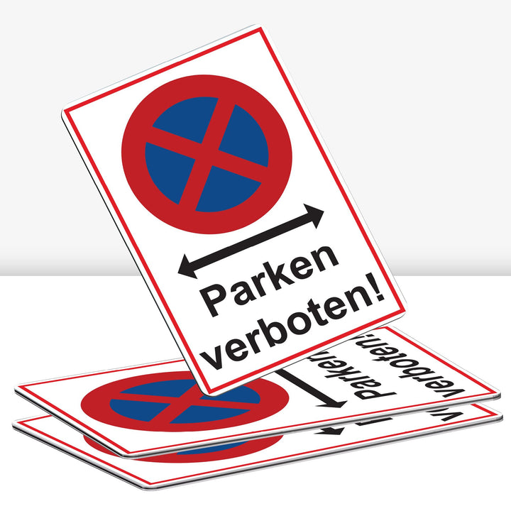 3 Stück XXL Absolutes Halteverbot Schild 40 x 30 cm Alu 3mm Alu-Dibond stabile Aluminiumverbundplatt