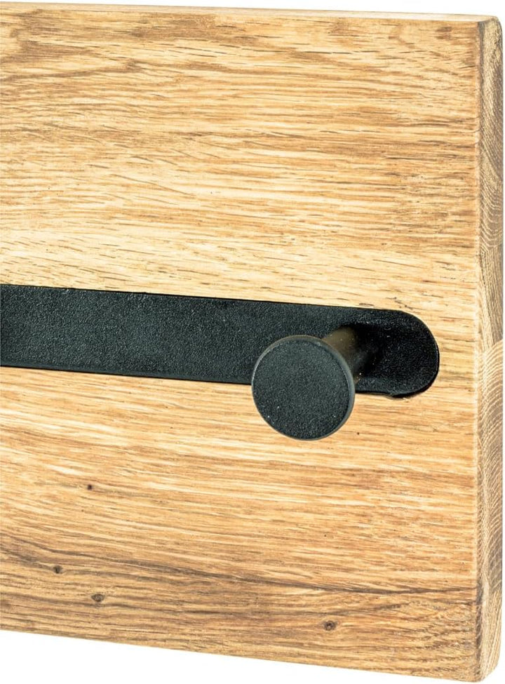 HAKU Möbel Wandgarderobe, Massivholz, eiche geölt-schwarz, B 60 x T 6 x H 15 cm Eiche Geölt-schwarz