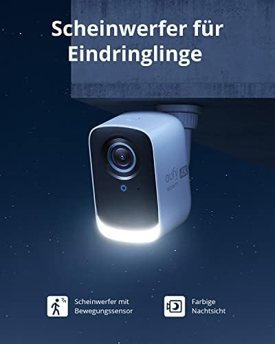 eufy Security eufyCam S300 3C, Überwachungskamera aussen, 4K kabellose Überwachungskamera mit K.I, F