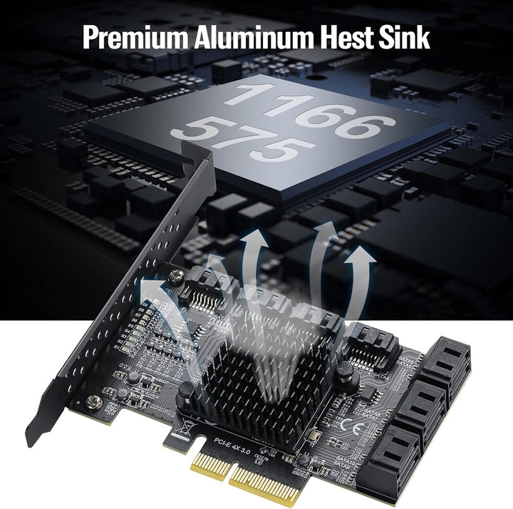 MZHOU PCI-E SATA Erweiterungskarte,10 Port PCI Express SATA Controller Karte, 6 Gbit/s SATA 3.0 PCIe