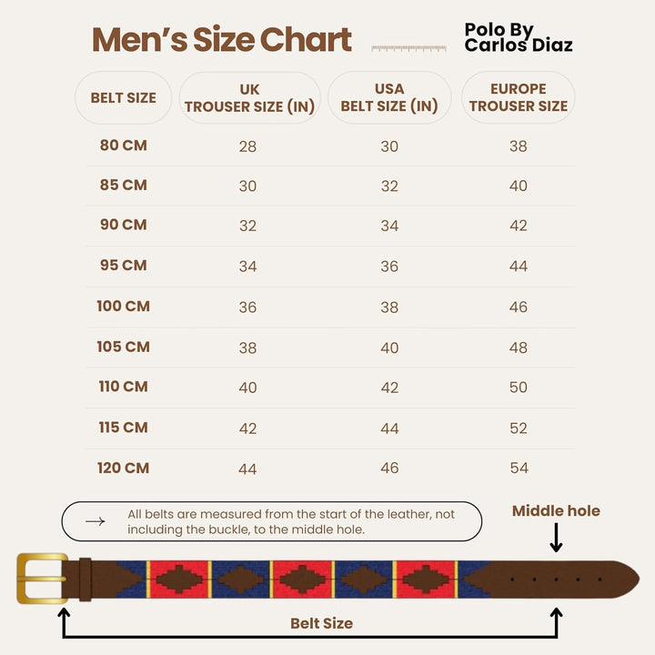CARLOS DIAZ Herren Damen Premium Unisex Braunes Leder Bestickt Designer Polo Gürtel