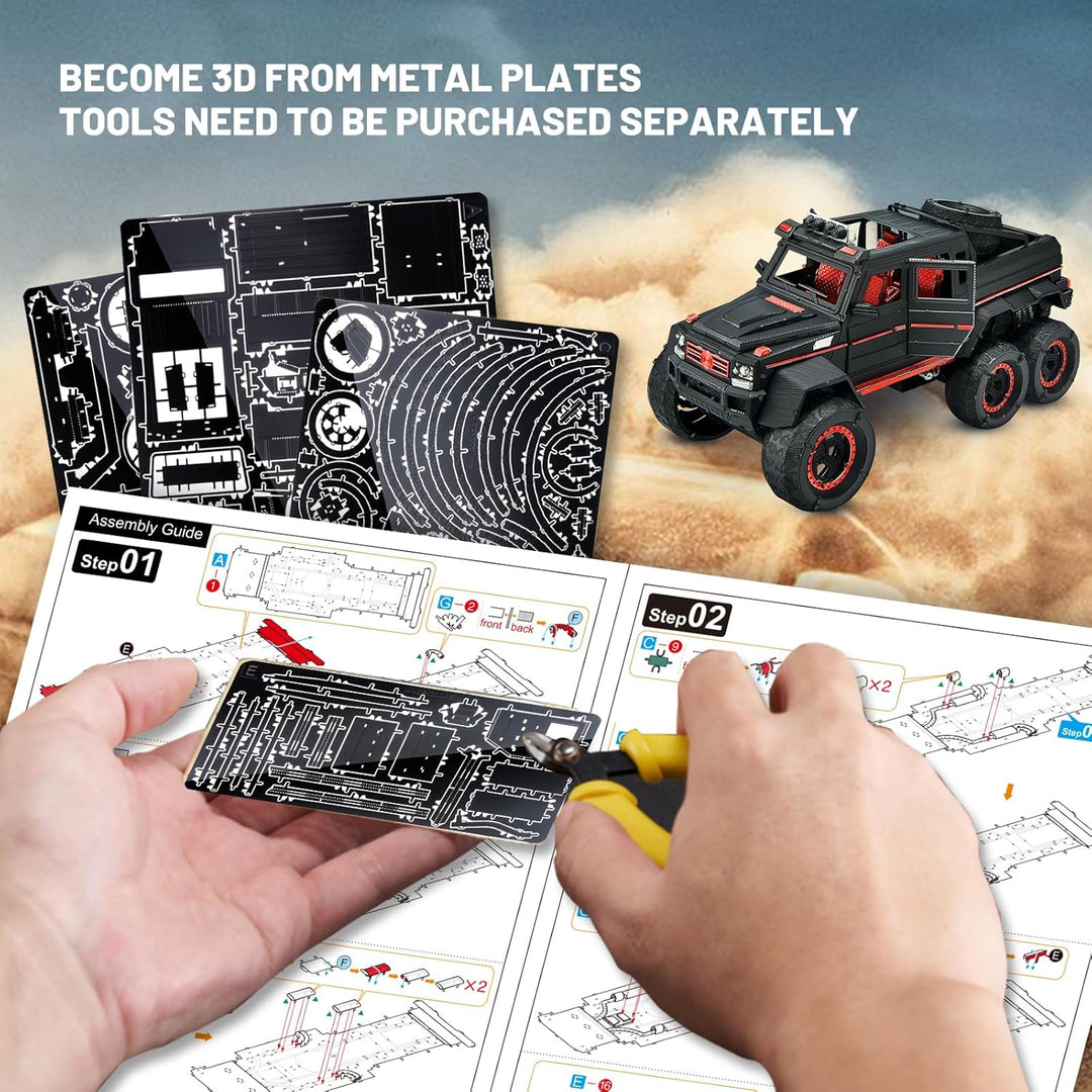 Piececool 3D Puzzle Metall G63, 3D Metall Puzzle Automobil für 340 Edelstahl, Ganzes Metall, 1:1 Wie