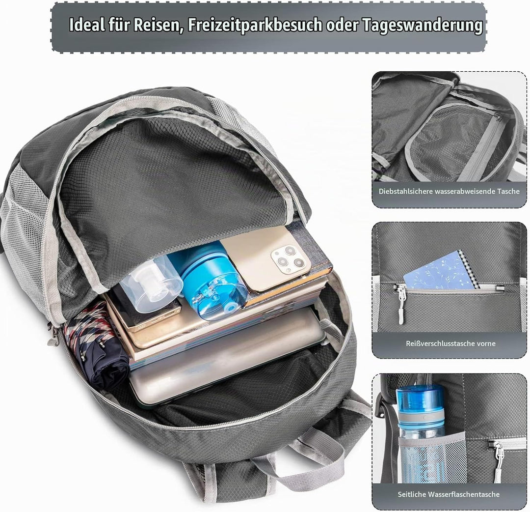 ZOMAKE Ultraleicht Faltbarer Rucksack Packbare Backpacks 20 L, Kleiner Faltbar Rucksäcke Wanderrucks
