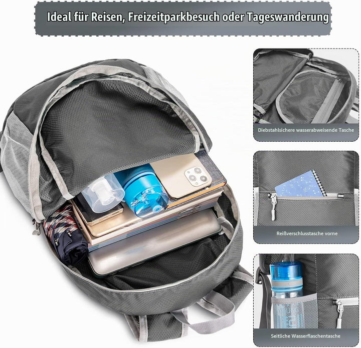 ZOMAKE Ultraleicht Faltbarer Rucksack Packbare Backpacks 20 L, Kleiner Faltbar Rucksäcke Wanderrucks
