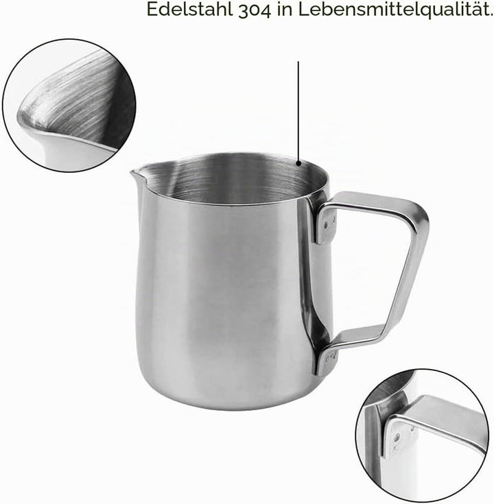 2 Stücke Milchkännchen, Milch Pitcher, Milchkännchen Edelstahl, Edelstahl Milch Aufschäumen Tasse, M