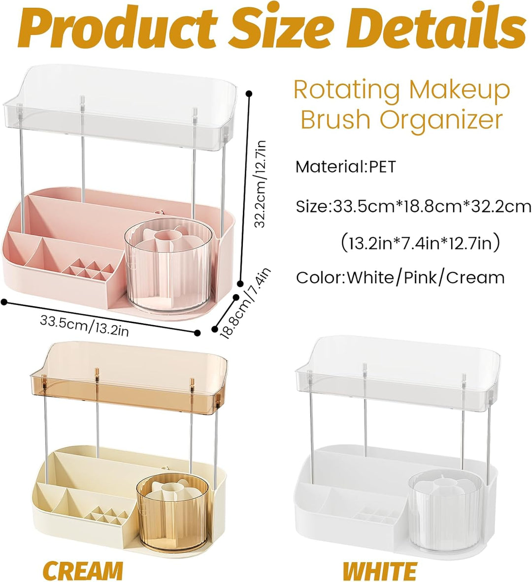 DASITON Make Up Kosmetik Organizer, 360° drehbarer Make Up Pinsel Organizer, Schmink Aufbewahrung fü