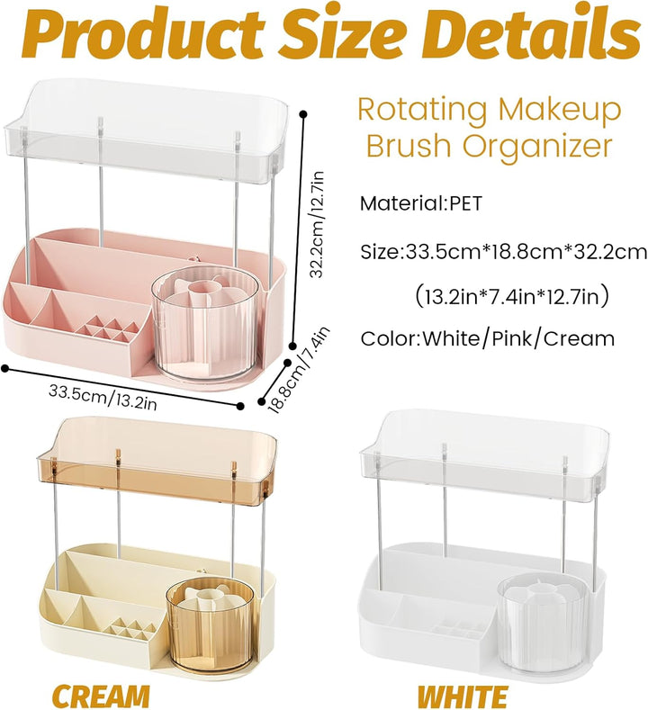 DASITON Make Up Kosmetik Organizer, 360° drehbarer Make Up Pinsel Organizer, Schmink Aufbewahrung fü