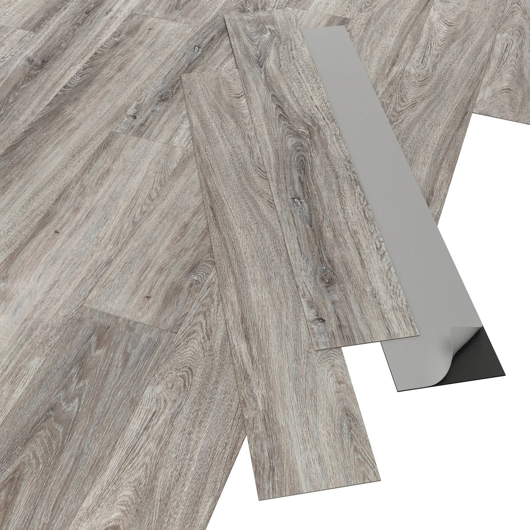 ARTENS - PVC Bodenbelag MAYUM - Selbstklebende Vinyl-Dielen - Vinylboden - Holz-Effekt - Hellgrau/Gr