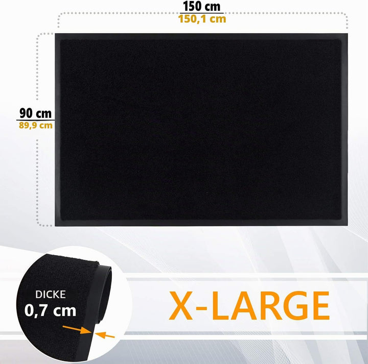 GadHome Fussmatte Schwarz 90x150 cm|Eingangstürmatte wasserdicht waschbar strapazierfähiger Schmutzf