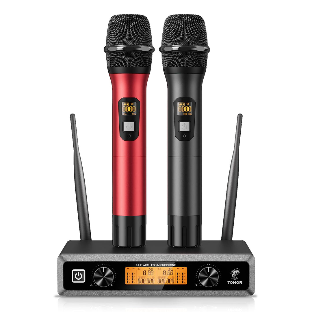 TONOR Wireless Funkmikrofon UHF Professionelles dynamisches drahtloses Dual Mikrofon, Handmikrofonsy