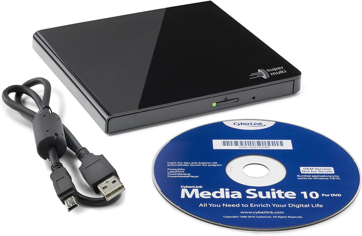 Hitachi-LG GP57 Externer Portabler Super-Multi DVD-Brenner, Ultra Slim, USB 2.0, DVD+/-RW, CD-RW, DV
