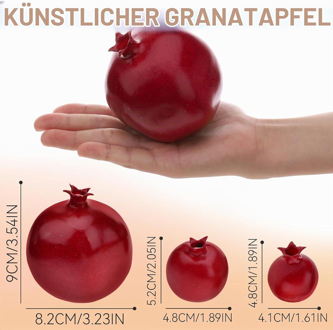Gresorth 15 Stück Künstliche Granatapfel Dekoration Gefälschte Obst Modell Realistisch Lebensecht Ge