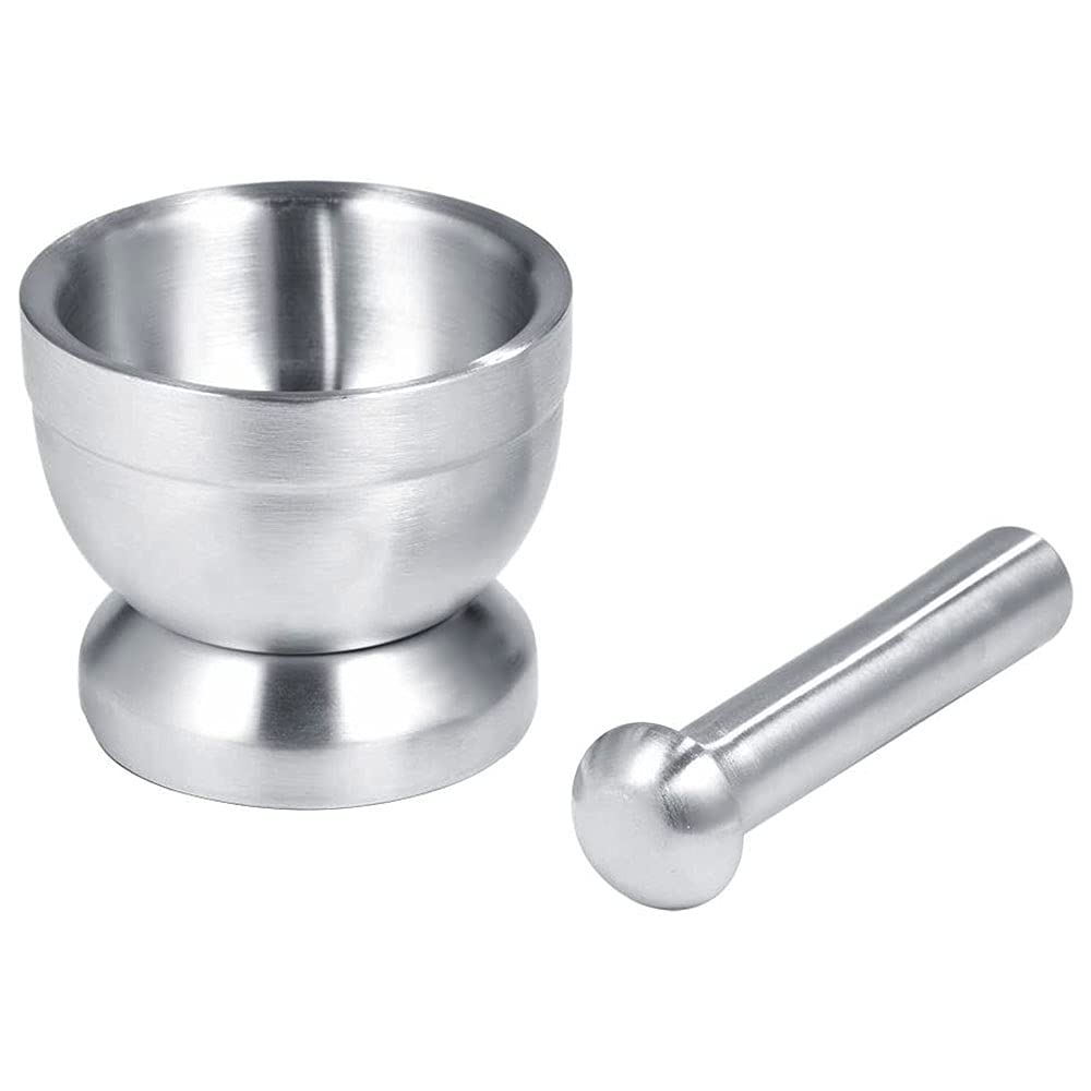 ANCLLO Edelstahl-Handstampfer, Mörser und Stössel, Set, Bohnen, Knoblauch, Gewürze, Lebensmittel, Kü