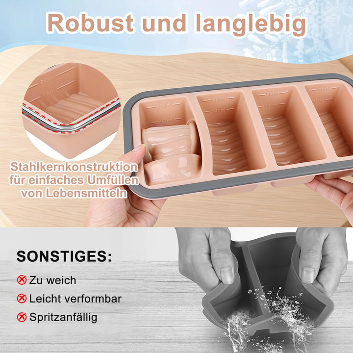 Gefrierbehälter Suppen Einfrieren Behälter Grosse Eiswürfelform 2Stk Silikon Eiswürfelform Mit Decke