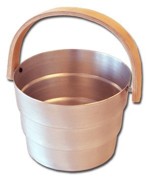 Nikkarien Saunia Sauna AUFGUSSEIMER 6L GEBÜRSTETE Aluminium/HOLZGRIFFE