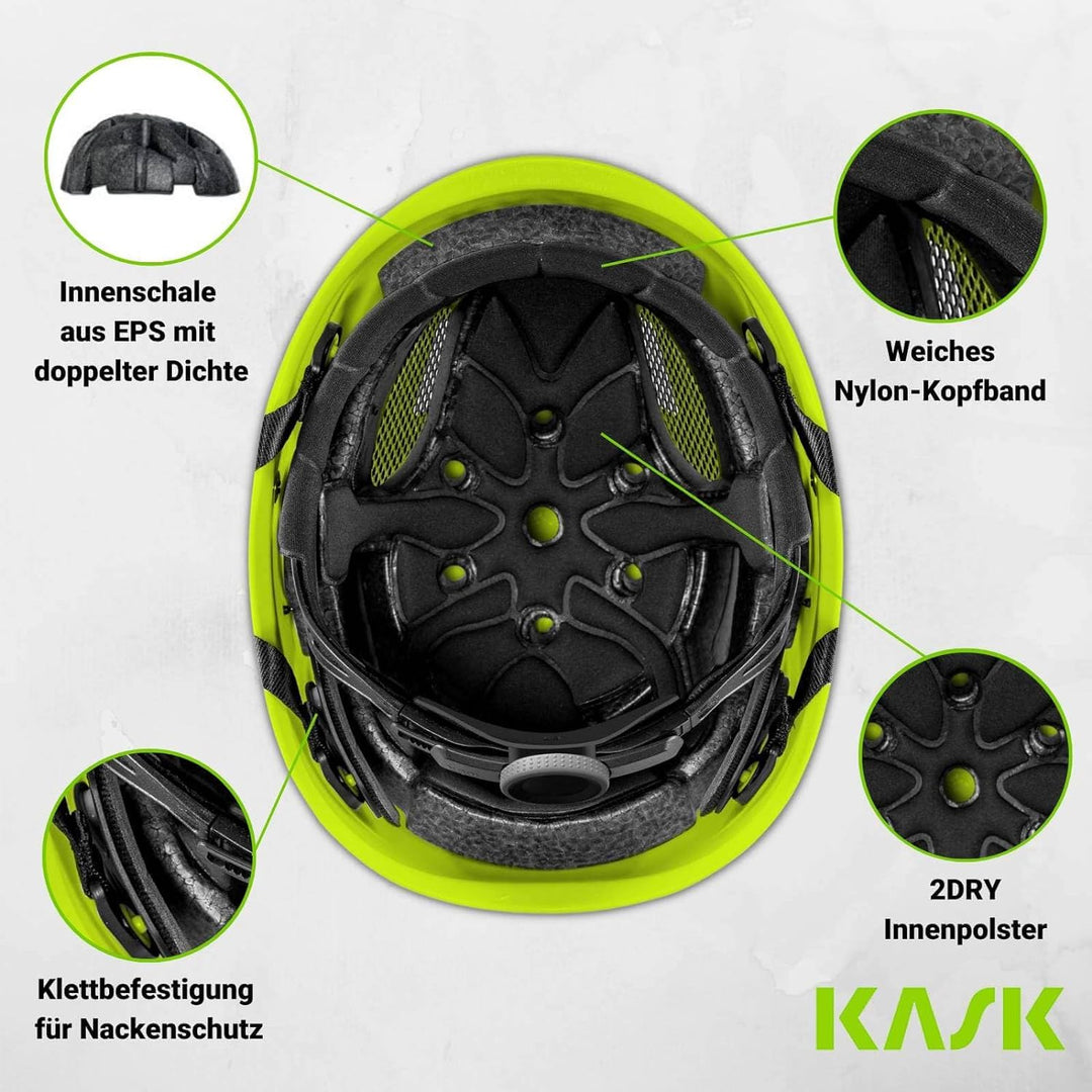 KASK Schutzhelm Superplasma AQ HI VIZ - Arbeitsschutzhelm, Drehrad, Reflexstreifen, EN 397 blau/gelb
