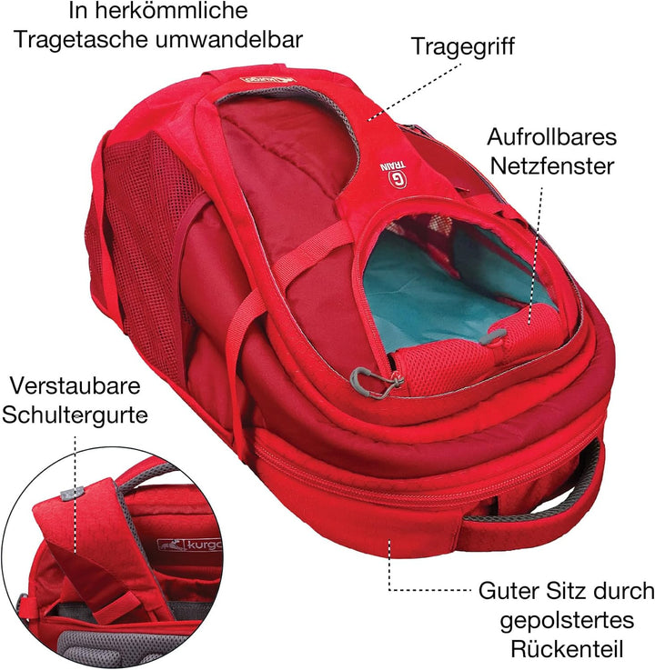 Kurgo G-Train Hunderucksack, Mit integriertem Haustierfach, Wasserfester Boden, Für Haustiere bis zu
