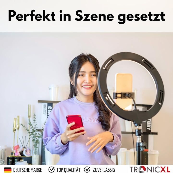 Grosses LED RGB Ringlicht 10 Zoll ohne Stativ USB Foto Lampe Smartphone Selfies Licht für iPhone Tik