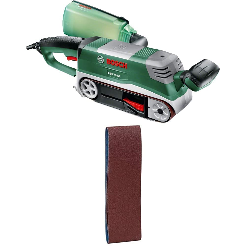 Bosch PBS 75 AE-Set - Bandschleifer + 3tlg. Schleifband-Set für Bandschleifer Holz und Farbe Best fo