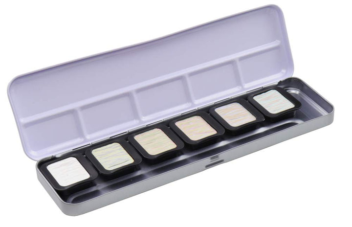 Finetec F8001 Metallfarbkasten, 6 irisierende Premium High Sparkle“, 6 Farben, 1 Stück (1er Pack)