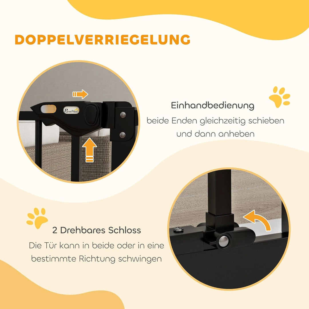 PawHut Türschutzgitter Treppenschutzgitter mit 7 cm Verlängerung Türgitter ohne Bohren mit Auto-Clos