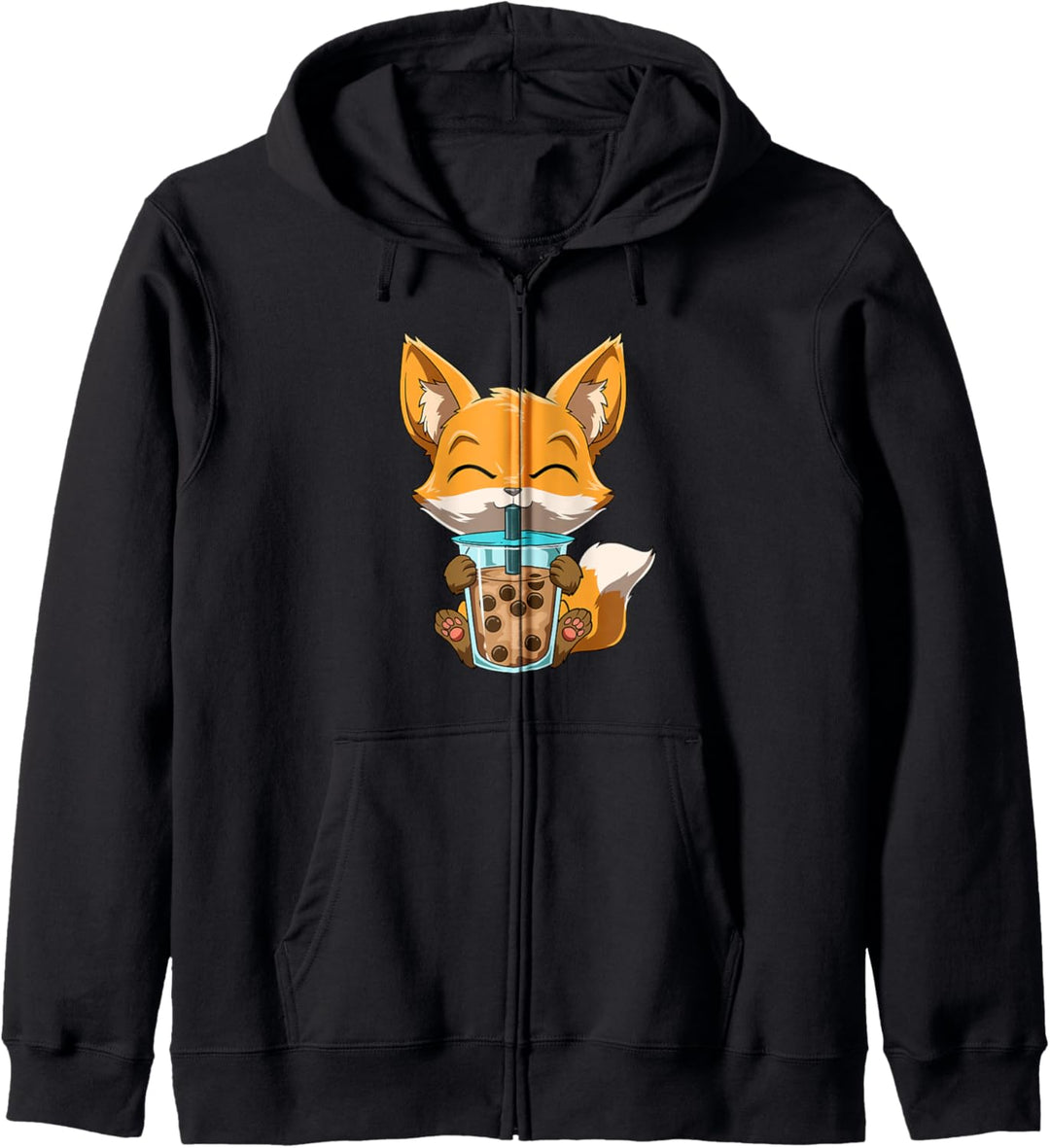 Kawaii Bubble Tea Fuchs Lustiger Boba-Tee Kapuzenjacke