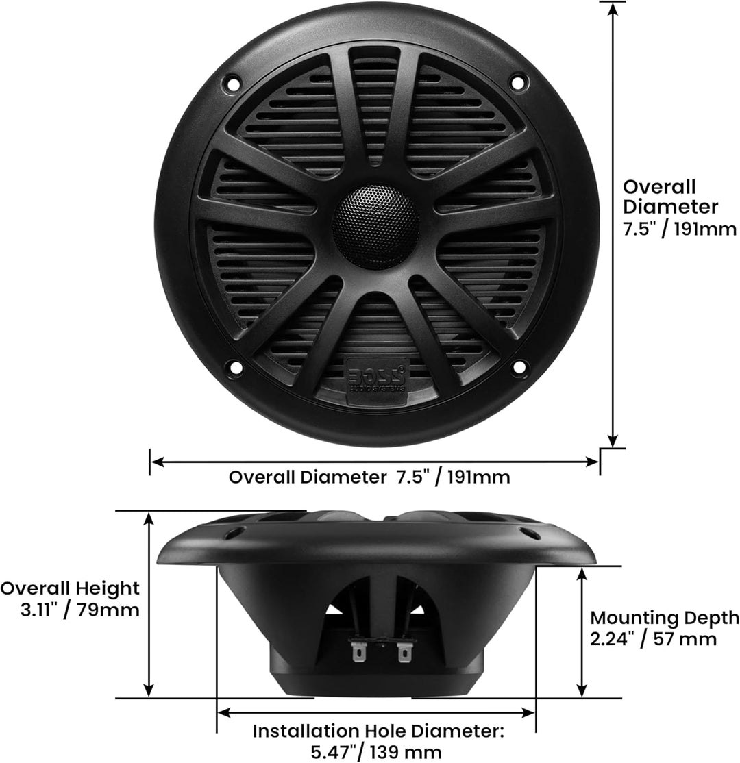 Boss Audio Systems MR6B 2-Wege-KFZ-Lautsprecher (2-Wege, 89 dB, 80-20.000 Hz, 16,5 cm, 5,55 cm) 16,5