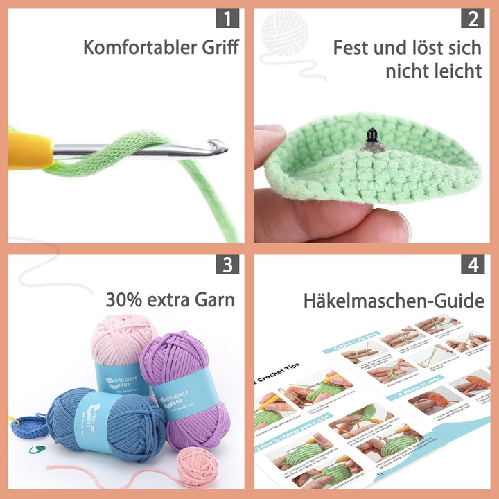 CrochetBox Komplettes Häkelset für Anfänger, Shiba Inu Häkelset, Video-Tutorial einbeziehen, Anleitu