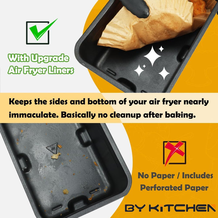 BYKITCHEN 200 Stücke Backpapier für Heissluftfritteuse Ninja Double Stack XL 9.5L SL400EU, Airfryer