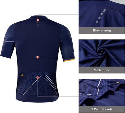 Radtrikot Herren Kurzarm Fahrradtrikot Herren Fahrradshirt Radshirt Kurzarm Sommer mit Taschen Yorks