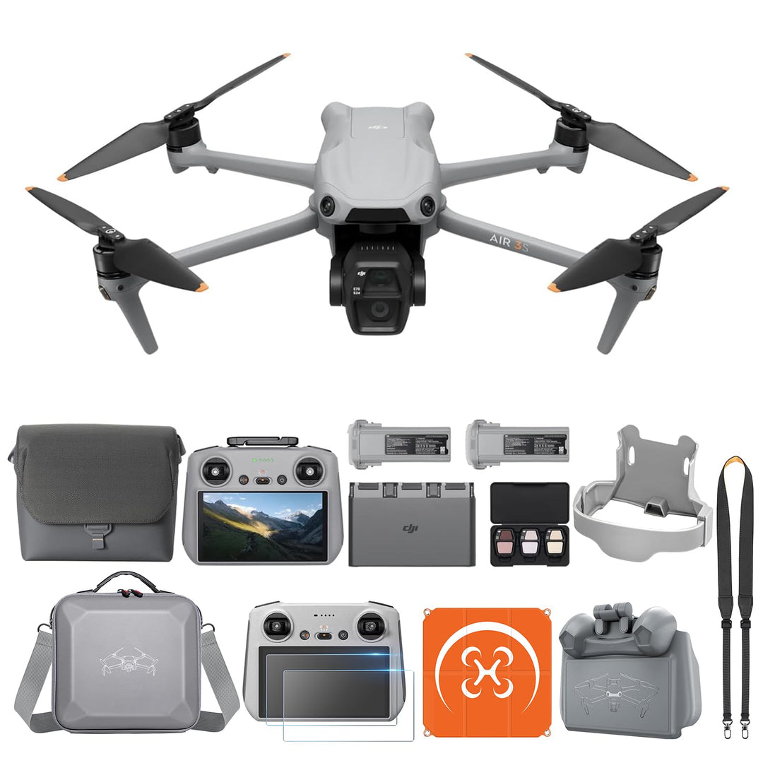 DJI Air 3S Fly More Combo (RC 2 Fernsteuerung mit Bildschirm) mit Vielseitiges Zubehör, Drohne mit 1