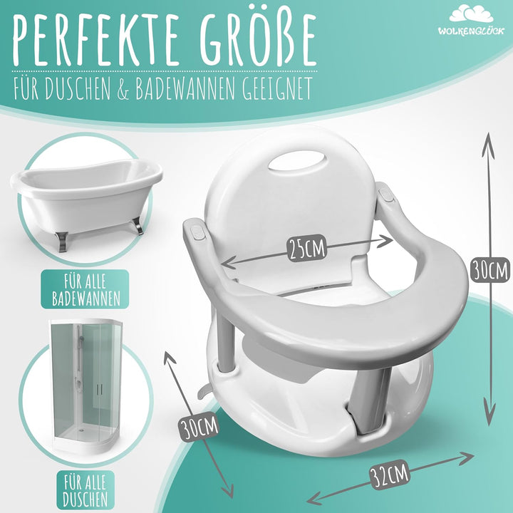 Badewannensitz Baby ab 6 Monate - ergonomischer Anti-Rutsch-Badesitz mit starken Saugnäpfen für Dusc