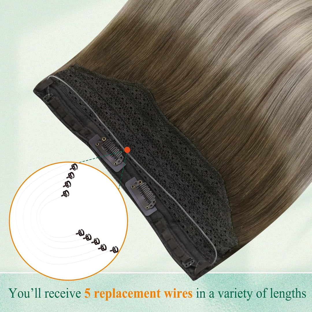 Easyouth Draht Extensions Echthaar Haarteile Echthaar mit Draht 18 Zoll 80g Per Pack Draht Echthaar