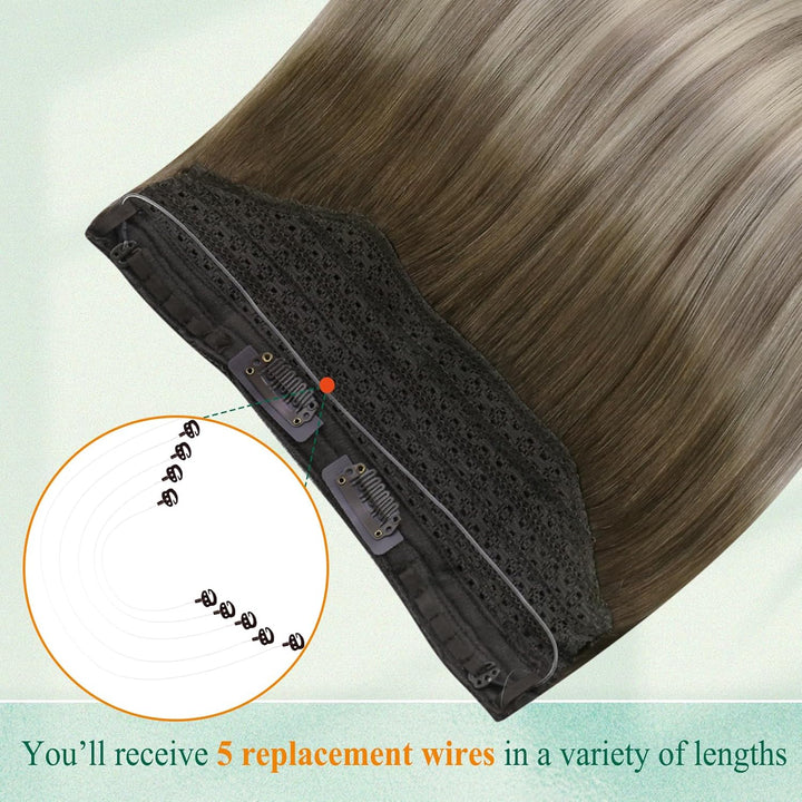 Easyouth Draht Extensions Echthaar Haarteile Echthaar mit Draht 18 Zoll 80g Per Pack Draht Echthaar
