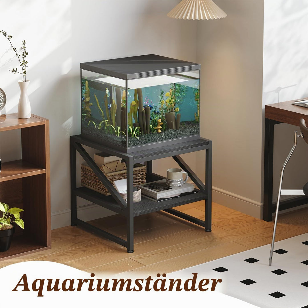 Beistelltisch Wohnzimmer 50x50x51,5 cm, Couchtisch mit 2 Ebenen bis 90 kg belastbar, Industrie-Desig