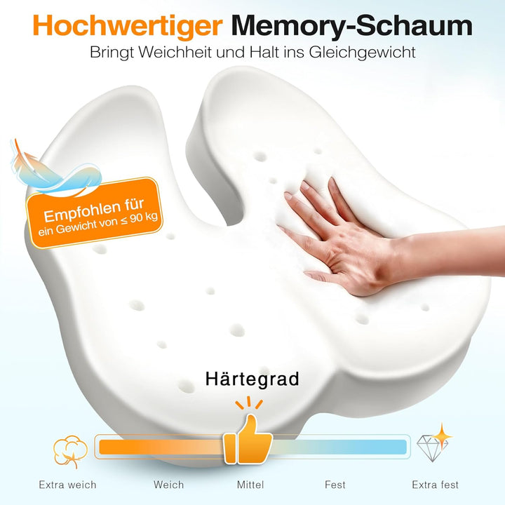 Sitzkissen - Ergonomisches Sitzkissen für Bürostühle, Autositze, Spielstühle, mit komfortabler Unter