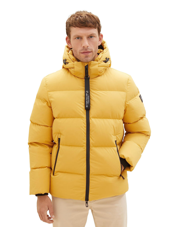 TOM TAILOR Herren Recycled Down Puffer-Jacke mit Abnehmbarer Kapuze S 10533-golden Fall, S 10533-gol