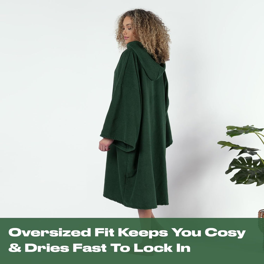 Brentfords Handtuch Poncho Erwachsene Kapuze Gross Bad Schwimmen Surf Strand Absorbent Microfiber Ch
