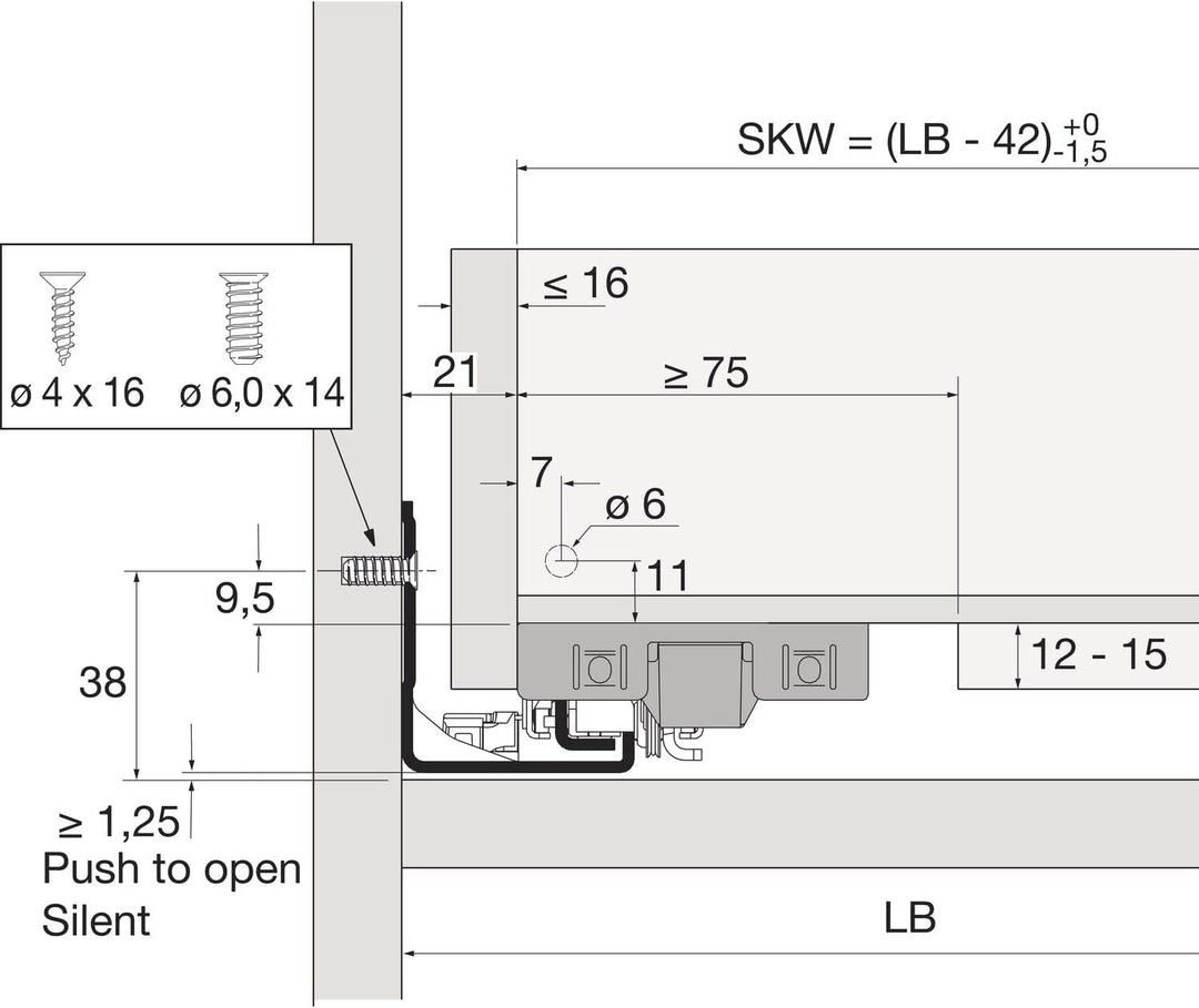 HETTICH 9257130 Länge 750 mm, Actro 5D Silent System Vollauszug (Schubkastenführung) integrierte Däm