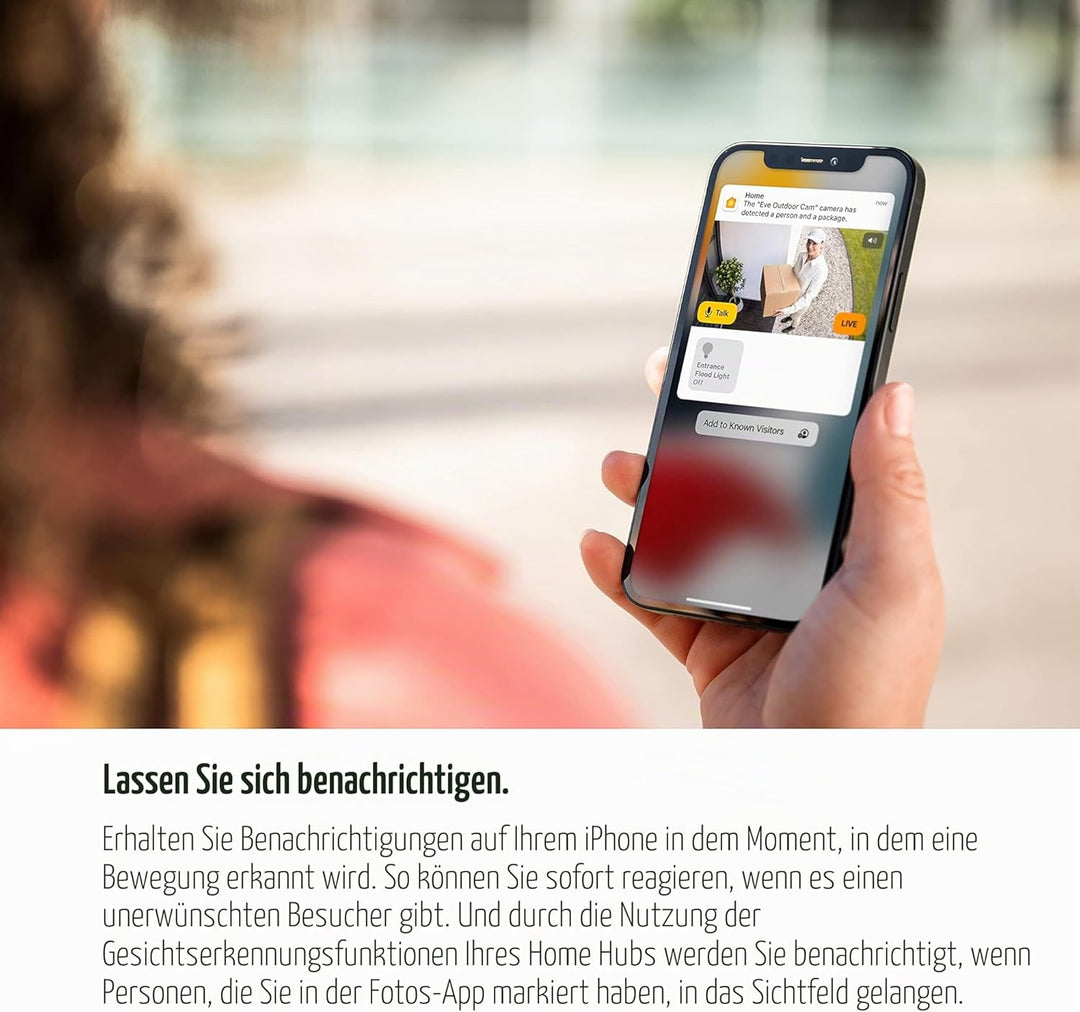 Eve Outdoor Cam – Smarte Aussenkamera mit Flutlicht, Sicherheit & Privatsphäre (HomeKit Secure Video