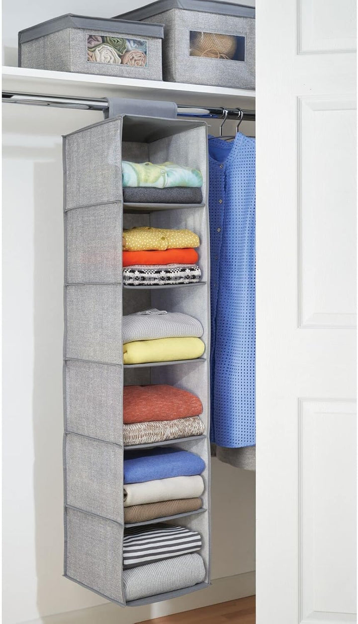 mDesign 2er-Set hängender Stoffschrank – 6 Regalfächer – idealer Hängeschrank aus Stoff für das Schl