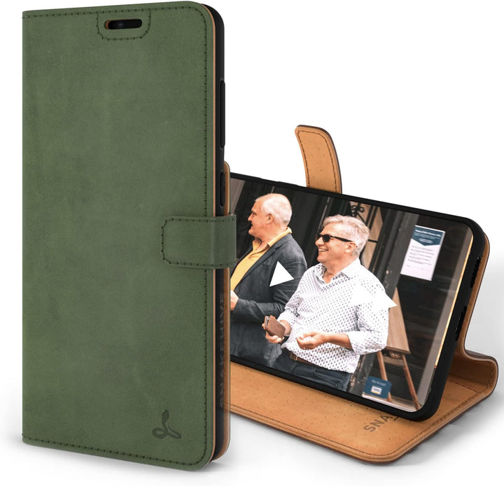 Snakehive Galaxy S21 FE 5G Hülle Leder | Stylische Handyhülle mit Kartenhalter & Standfuss | Handyhü