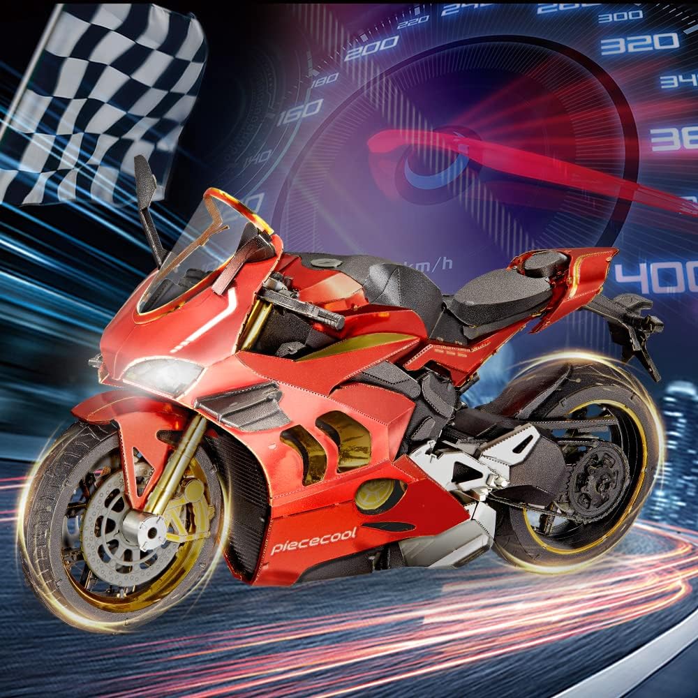 Piececool 3D Puzzle Metall, Motorrad für Modellbausatz Erwachsene, 3D-Puzzles zu Bauen, BAU, Bastel-
