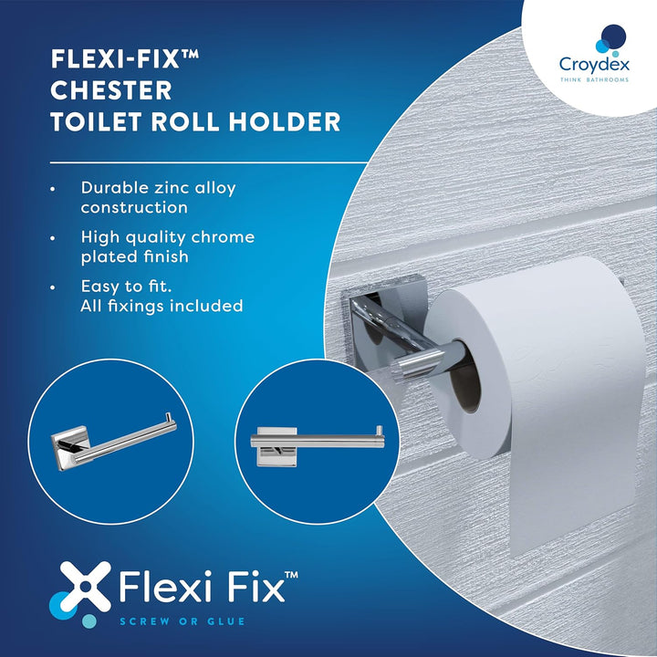 Croydex Flexi-Fix Toilettenpapierhalter Chester Einzigartige, Einzigartige