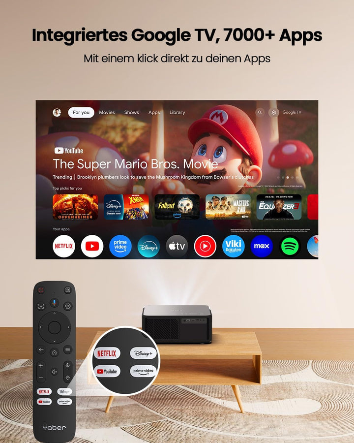 Beamer Eingebauter TV-Dongle mit NFC und Autofokus,Dolby Audio/Sound von JBL LED Beamer,WiFi6 Blueto