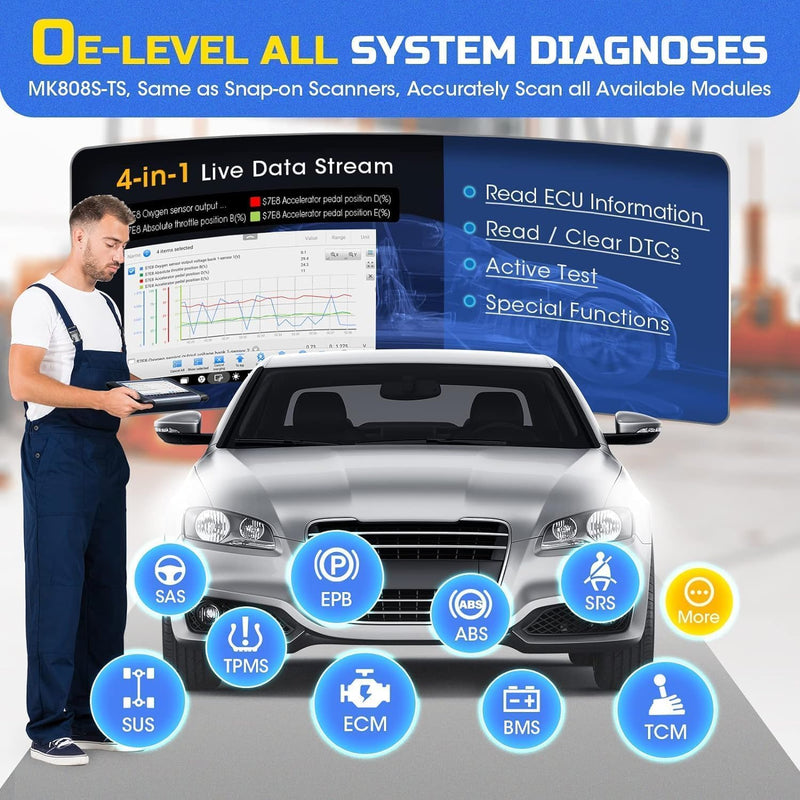 Autel 2023 Neuestes MK808S-TS OBD-II Diagnosewerkzeuge TPMS-Programmier Neulerntool Diagnosescanner